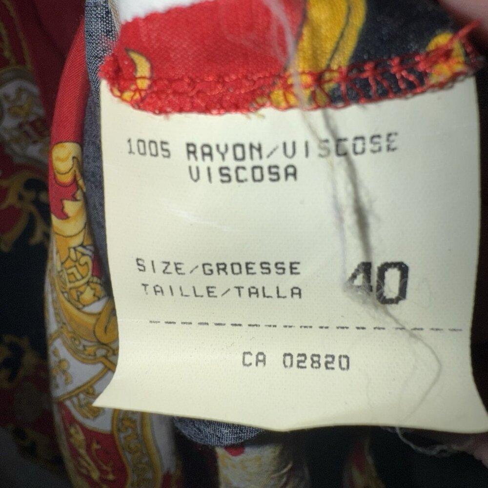 Vintage Mondi Baroque Art AOP Print Women's Top Size 40 US L Gold Red Lion - Picture 3 of 10